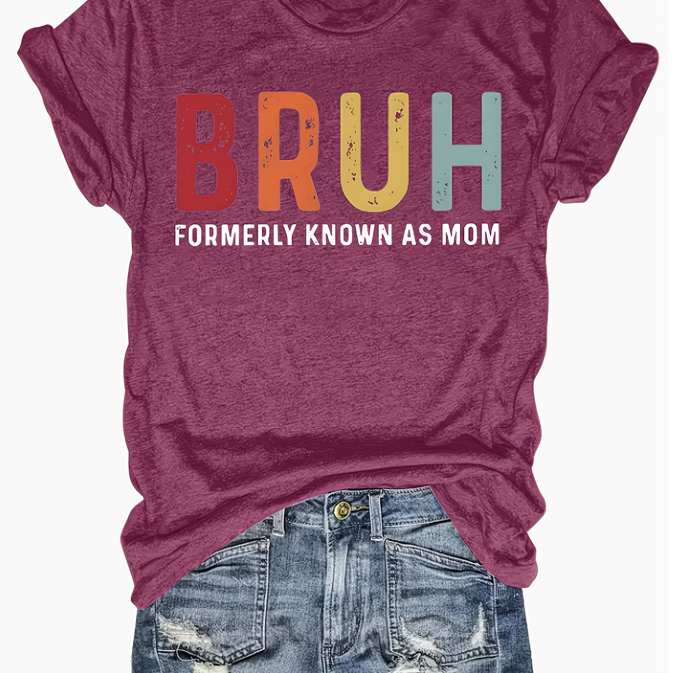 As Mom Print Women's Casual T-shirt, Round Neck Short Sleeve T-shirt, Machine Washable, Simple And Versatile Breathable Spring And Summer (vacation And Travel Theme)