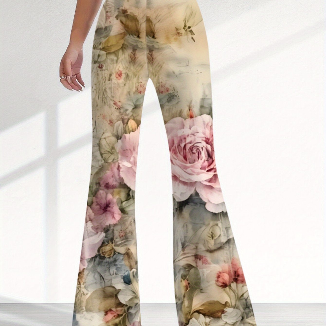 TEMU Elegant Style, Botanical Print, Warm And Soft, Large Floral Print, Illustration, Lace Trim, New Autumn/winter Collection, Unique Pattern Print,