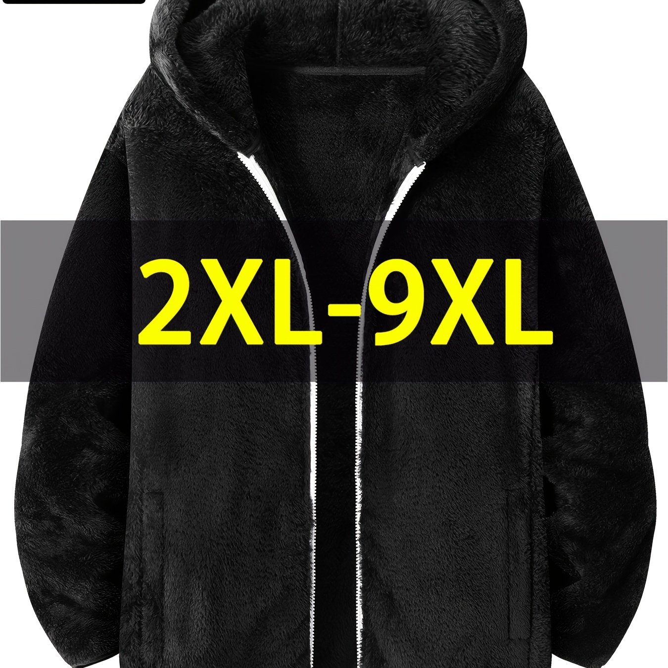 TEMU Giacca in Pile Taglie Forti da , Taglie Extra Large 2XL-9XL, con Zip, Cardigan in Peluche con Cappuccio , Giacca Invernale Spessa e in Pile ,