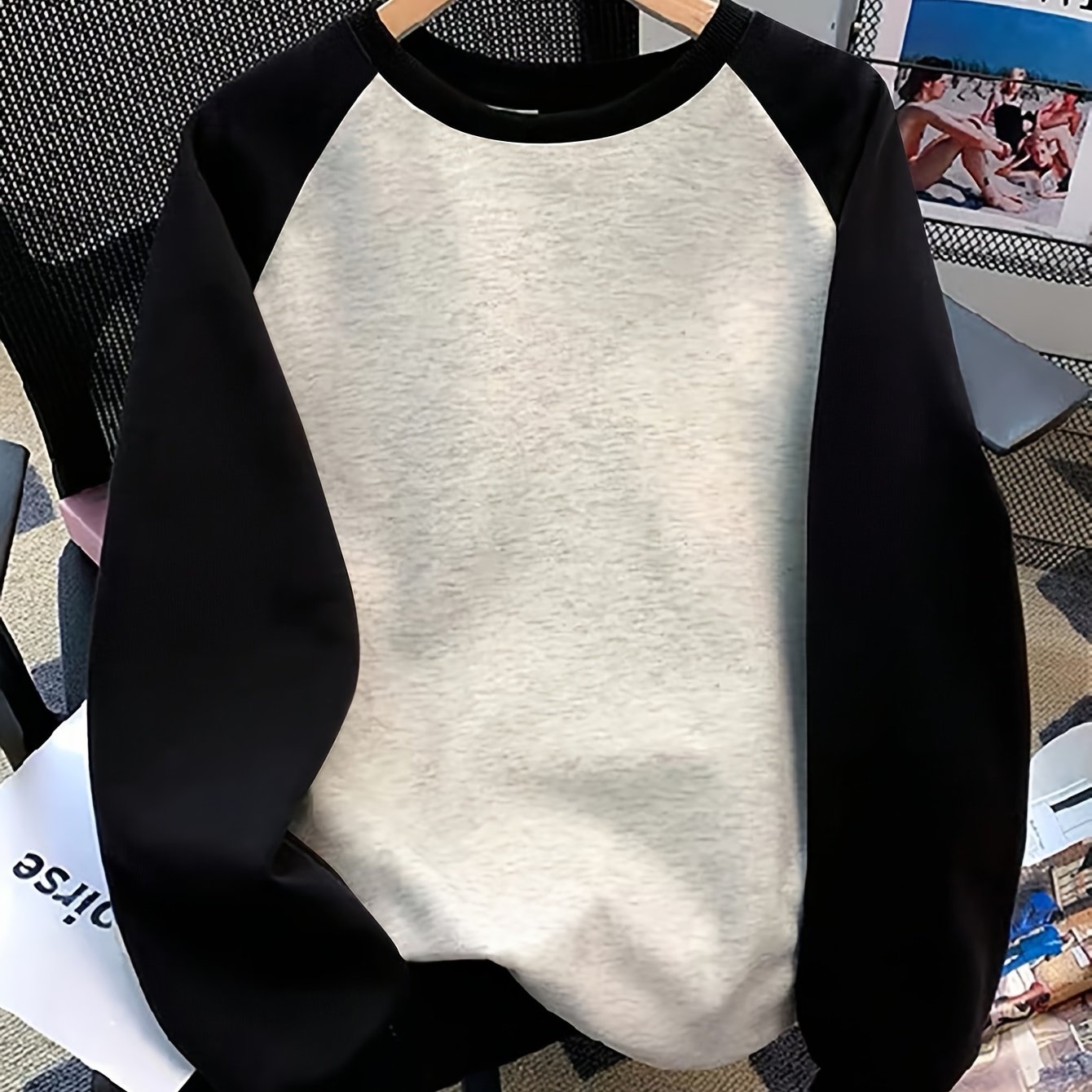 TEMU Women's Athletic Casual Color-block Cut-out Sleeve Sweatshirt, Autumn/winter Pullover