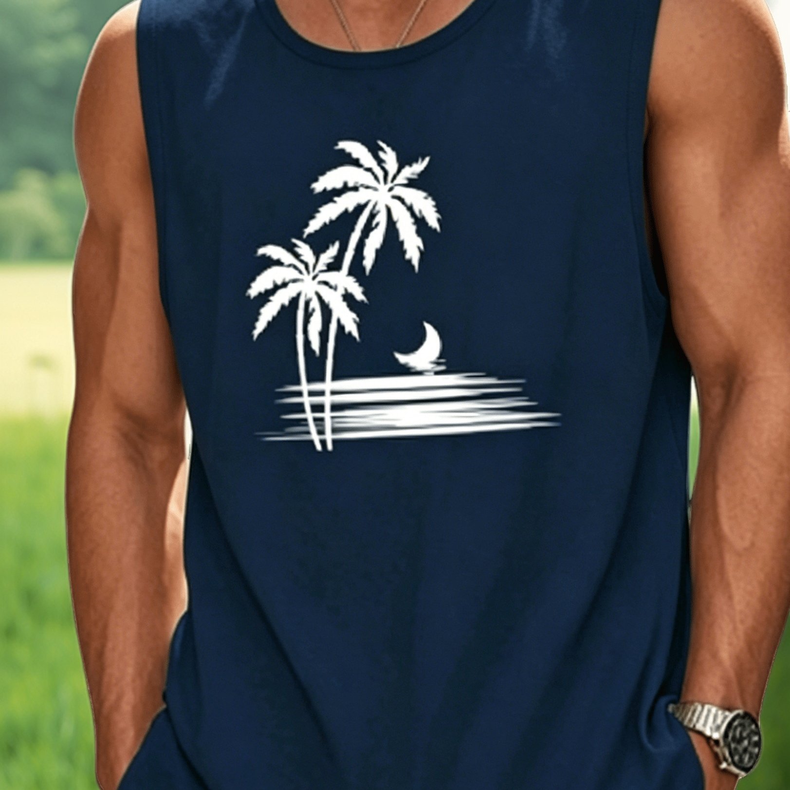 TEMU [print Design-not Textured] Print Vest Men's Summer Creative Regular Tank Top Athletic Top Casual New Style, Trendy Men' Vest, Plus Size