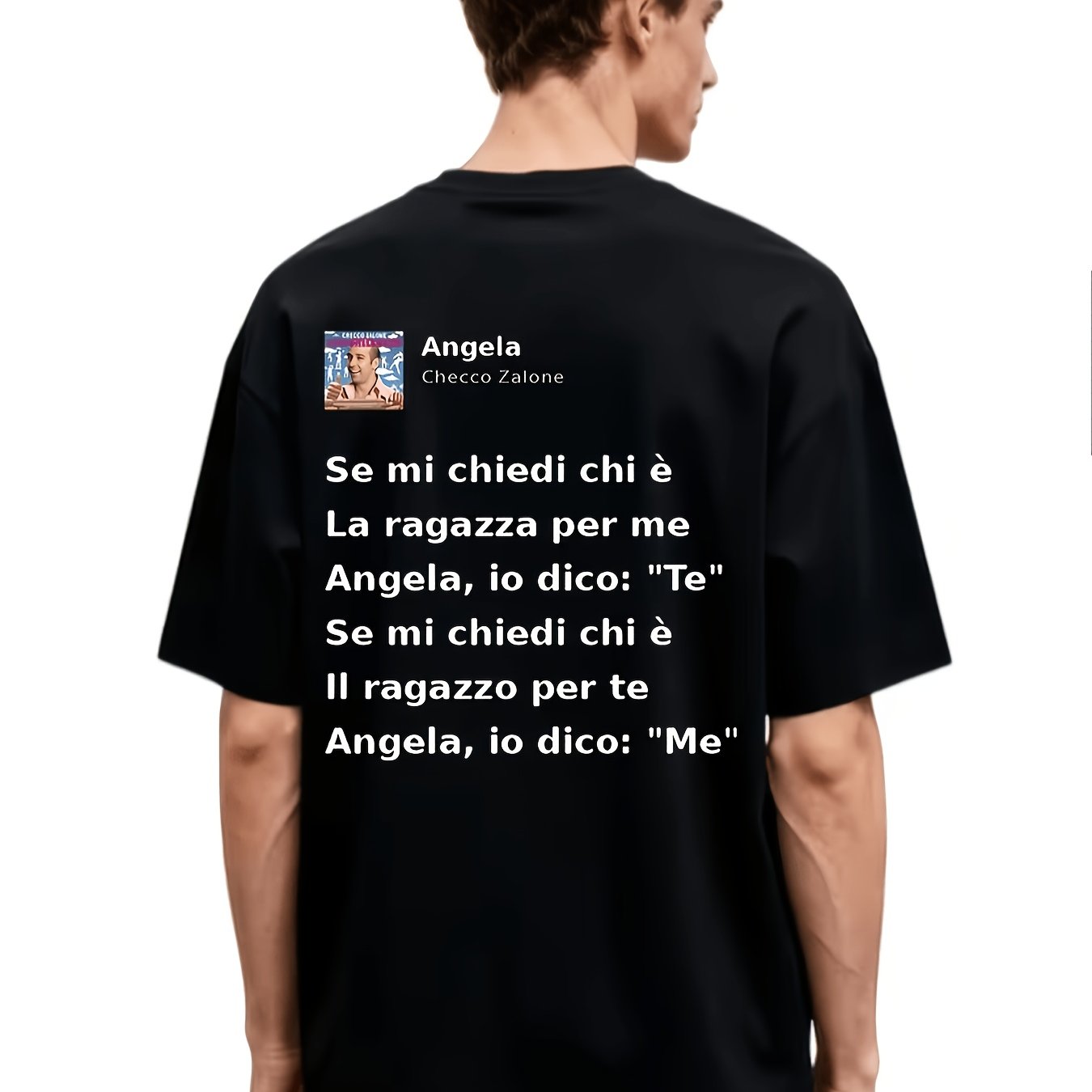 TEMU Angela Checco Zalone Famous Italian T-shirt, On The Neck, Easy Congas Common Law, Geometric Pattern, Suitable For Men In Any Season