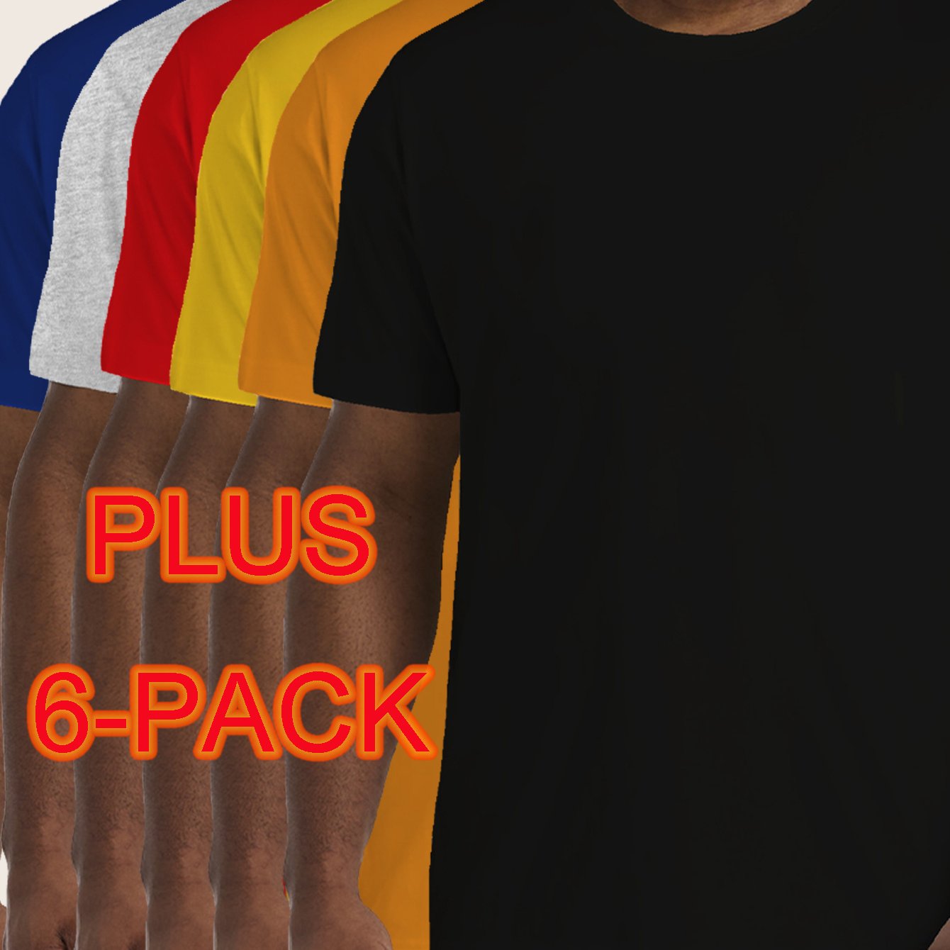 TEMU Set Of 6 Men's Plus-size Solid Color Summer Casual Short-sleeve Round Neck T-shirts, Plus Size