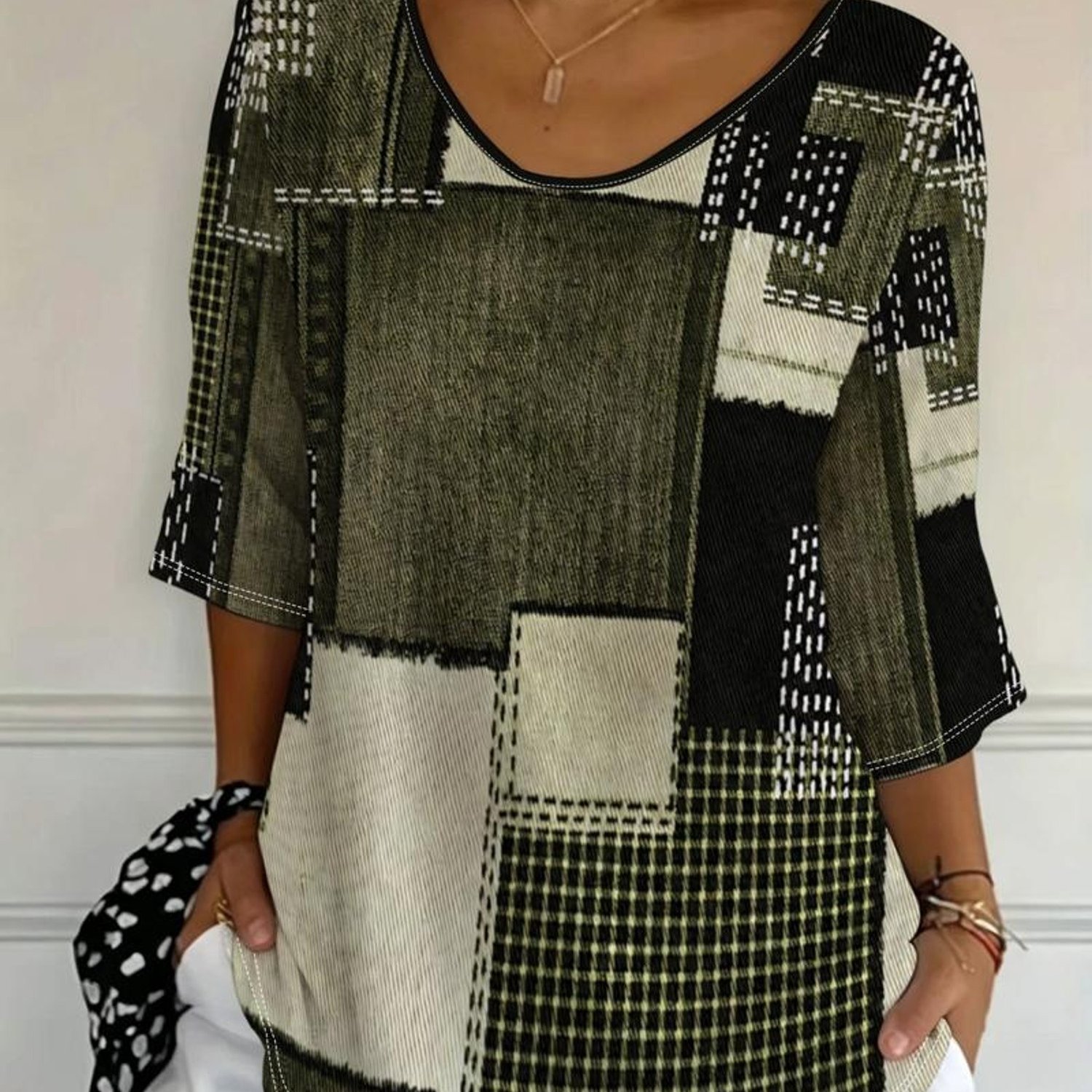 TEMU Plus Size, Plus Size Women's Top, Mixed Colors, Multiple Sizes , Vintage Irregular Design, Comfortable And Casual For Daily Wear