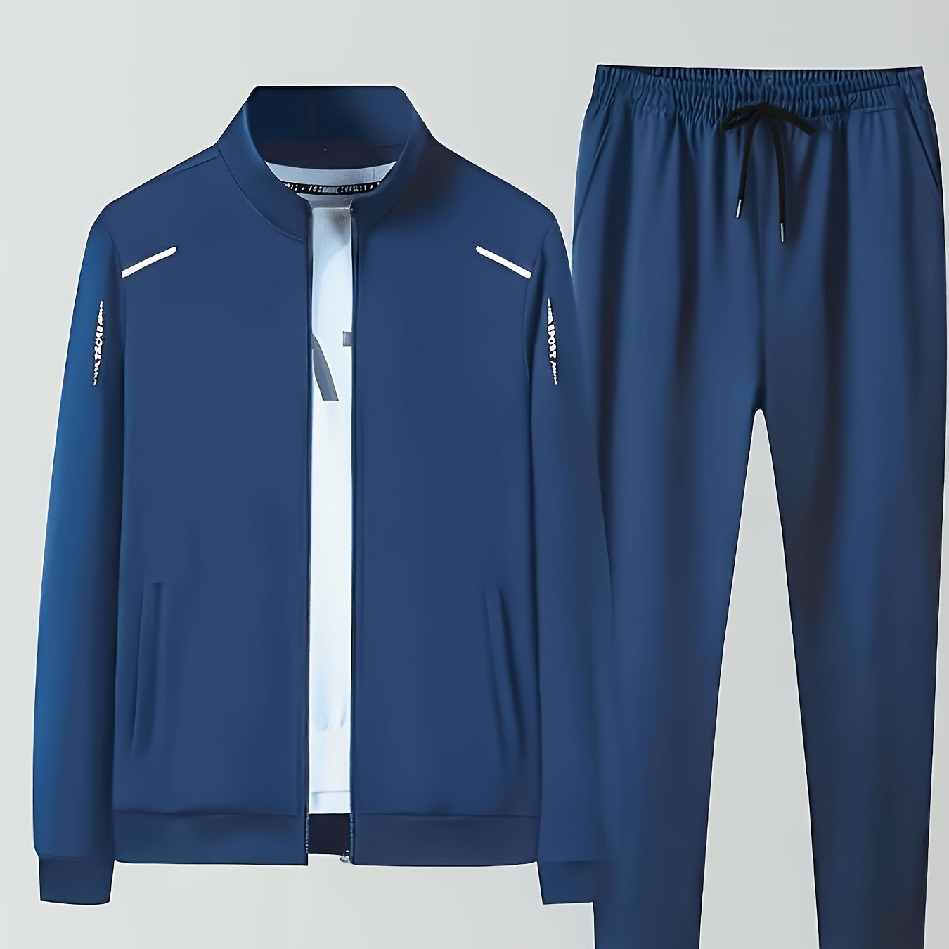 Obm Printed Zip-up Jacket And Pocket Pants Men's 2pcs Set