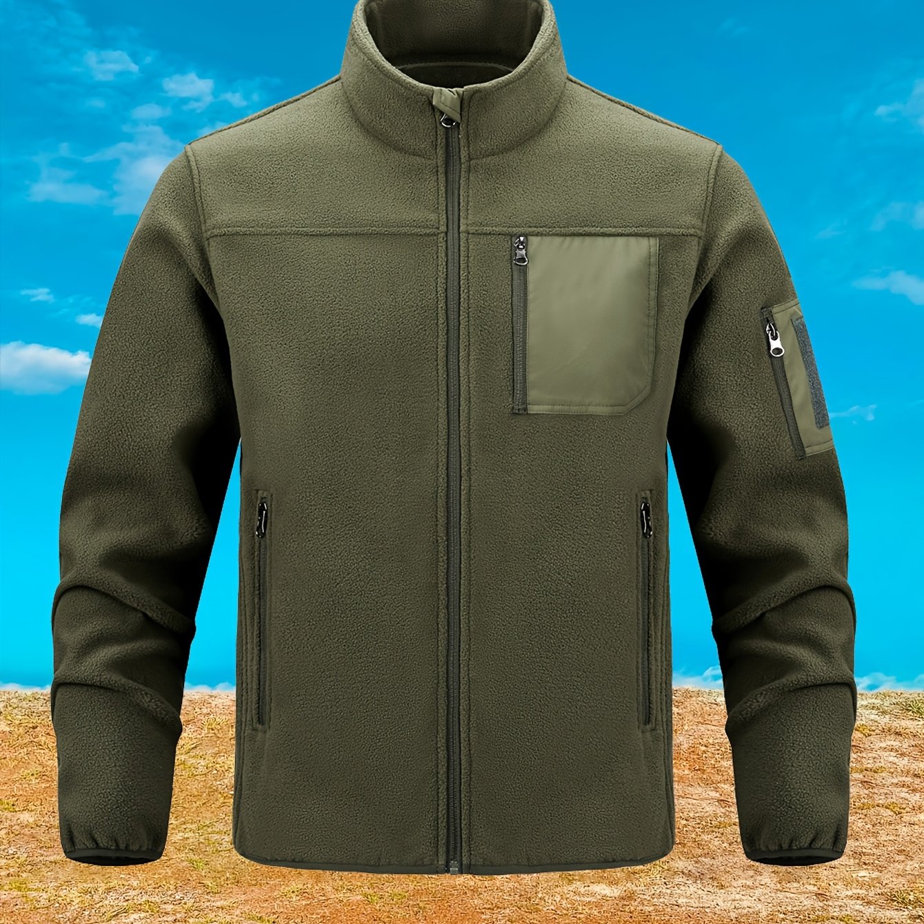 Men's Tactical Fleece-lined Sweatshirt - Breathable, Warm Pullover With Side Zipper Pockets For Hunting & Outdoor Activities, Perfect For Fall/winter