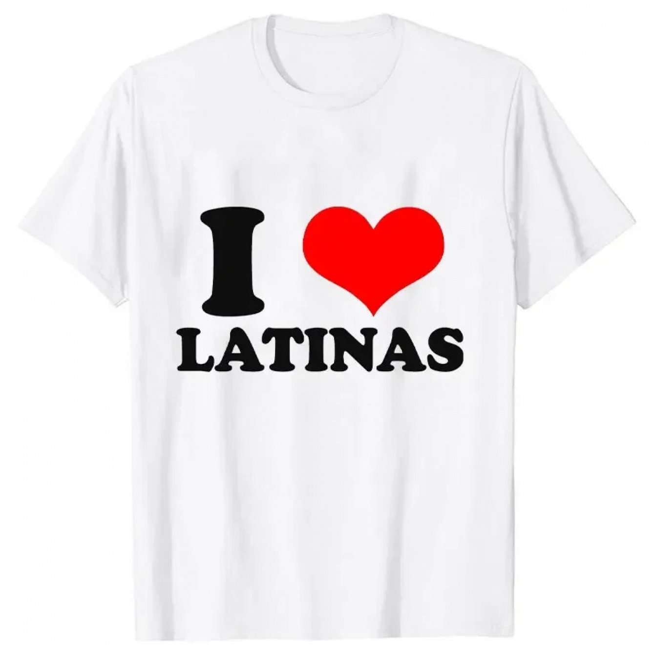 TEMU Men's I Love Latinas T-shirt - Spanish Print, Loose Fit Casual Round Neck Tee Suitable For Summer, Latin-themed Outfits & Casual Attire, Hand