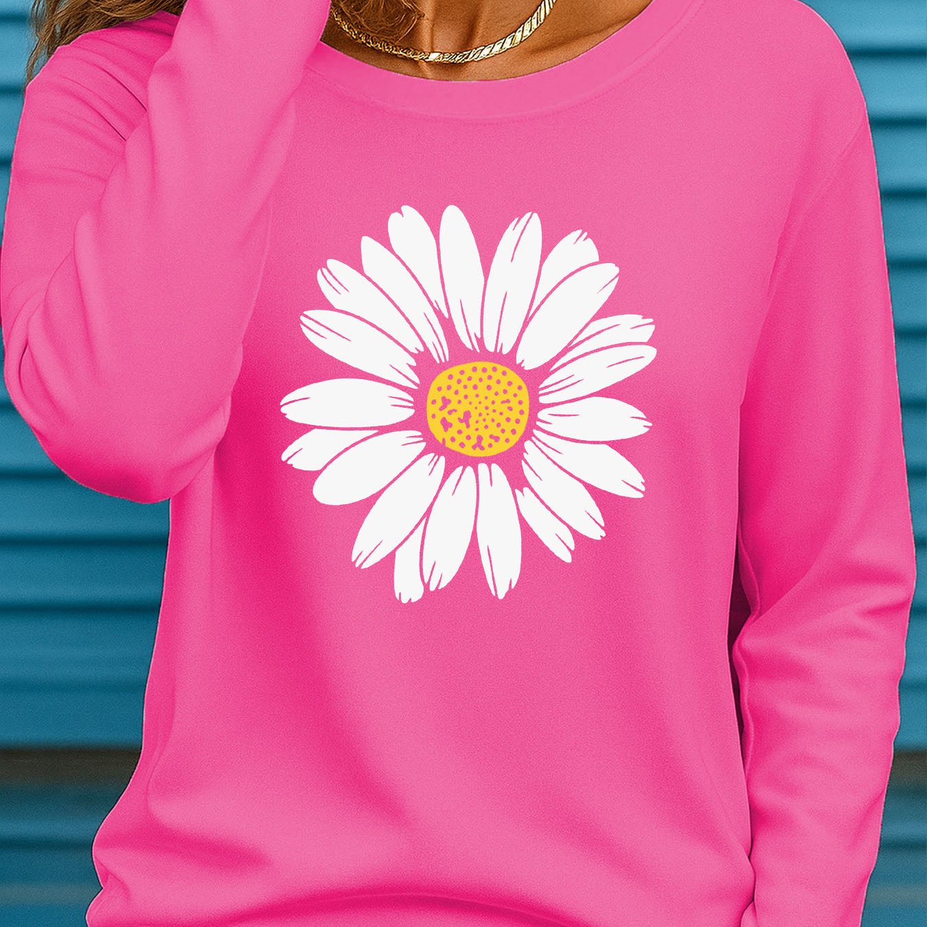 TEMU Plus Size Women's Long Sleeve Round Neck T-shirt With A Easy And Print Ii 708