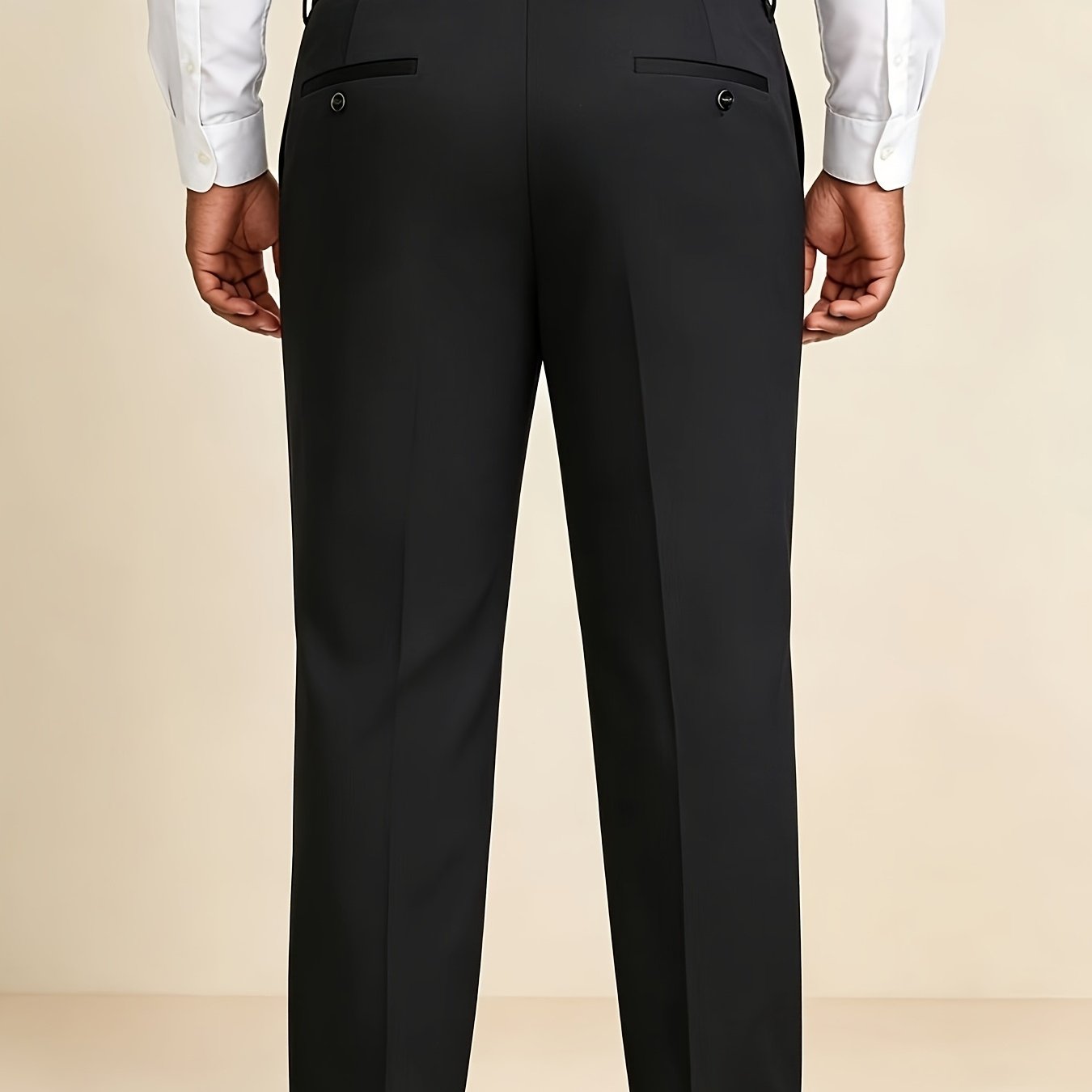 TEMU Plus-size Stretch Casual Suit Pants With Crown Embroidery, Light Luxury Spring/autumn Men's Extra-large Loose-fit Trousers, Plus-size Dress