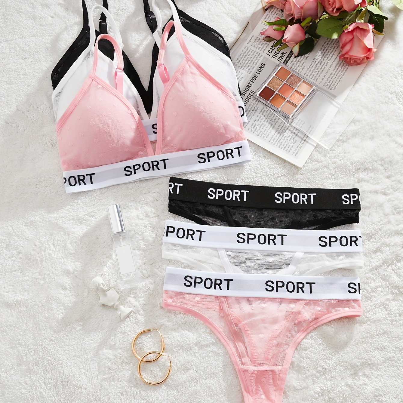 Three-color Combo Casual Comfortable Backless Lingerie Set
