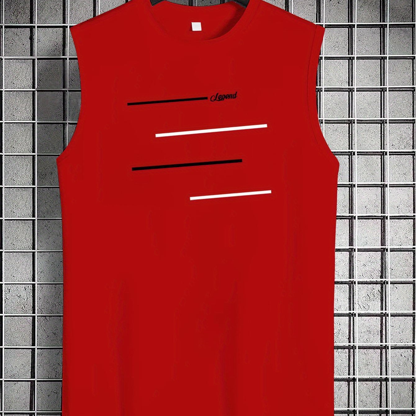 TEMU Débardeur imprimé de marque de mode de style américain pour adolescents, haut à col ras du cou décontracté, et polyvalent, printemps/été