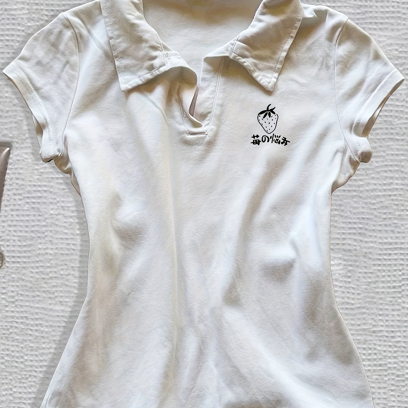 TEMU Women's Fashion V Neck Shirt Short Sleeve - Y2k Style, Tops, Suitable For Casual Or Dressy, Casual Wear | V Neck Short Sleeve | Slim Fit Tops