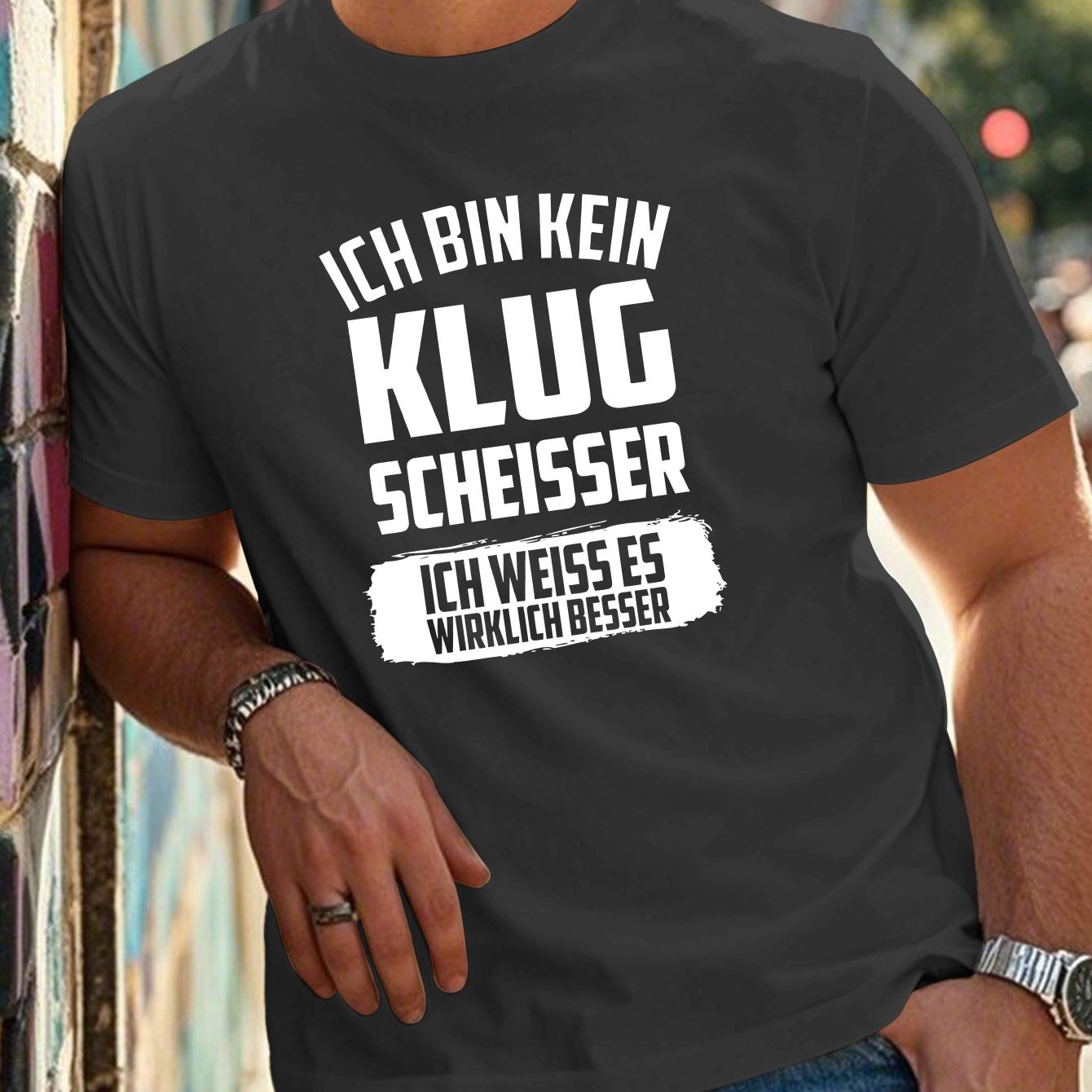 TEMU Lustiges Deutsch Crinkle Plus Size Herren T-Shirt, PLUS SIZE