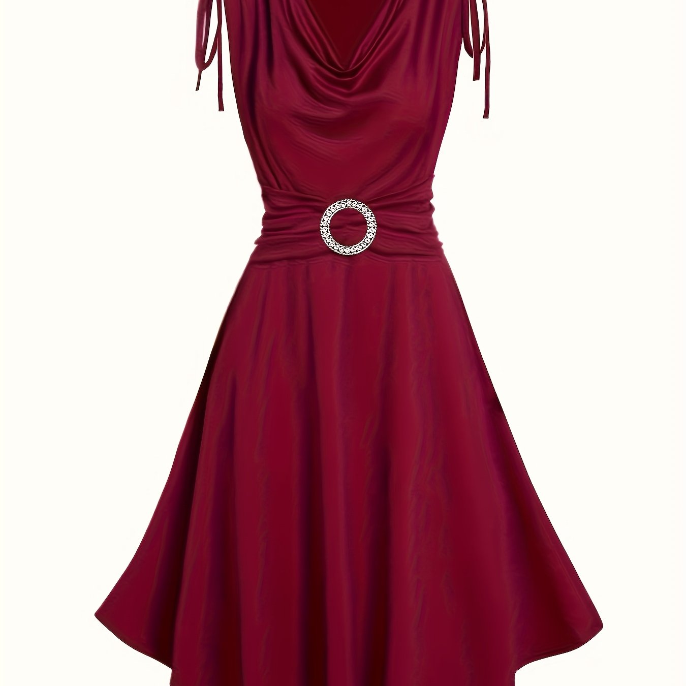 -designed Dress With Neckline And Shoulder Draped Ruffles, Suitable For Multiple Occasions