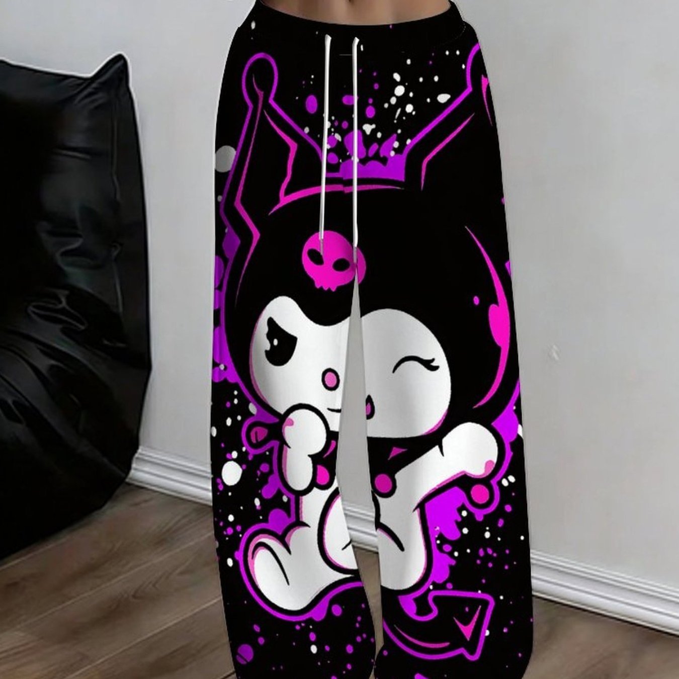 Women's Fashion Casual Cartoon Print Drawstring Pants Casual Women's Straight Leg Trousers