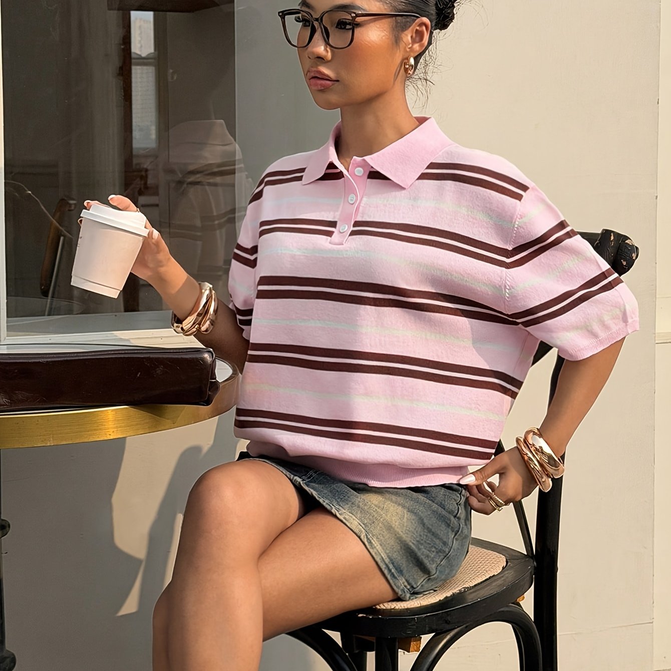 TEMU Ladies Collar Sweater Top