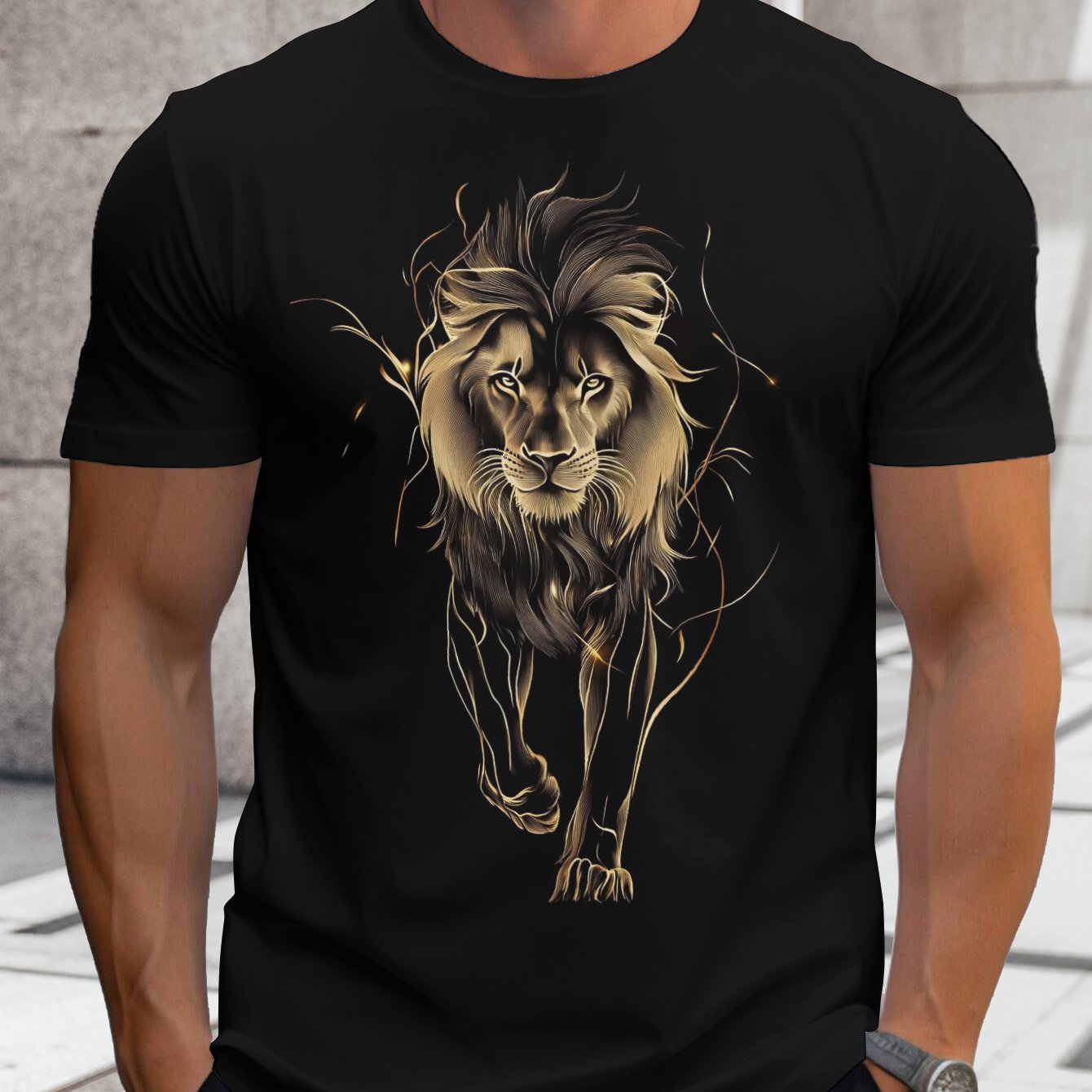Men's Design T-shirt - 3d Printed, Short Sleeves, Round Neck, Made From, Machine Washable, Casual Sports Style, In Plus Sizes