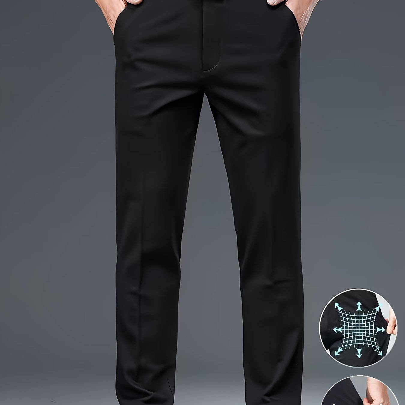 TEMU Men's Business Suit Pants, Straight Slim Fit, Wrinkle-resistant And Non-iron | Lightweight And Breathable Fabric | Drape And Comfortable Formal