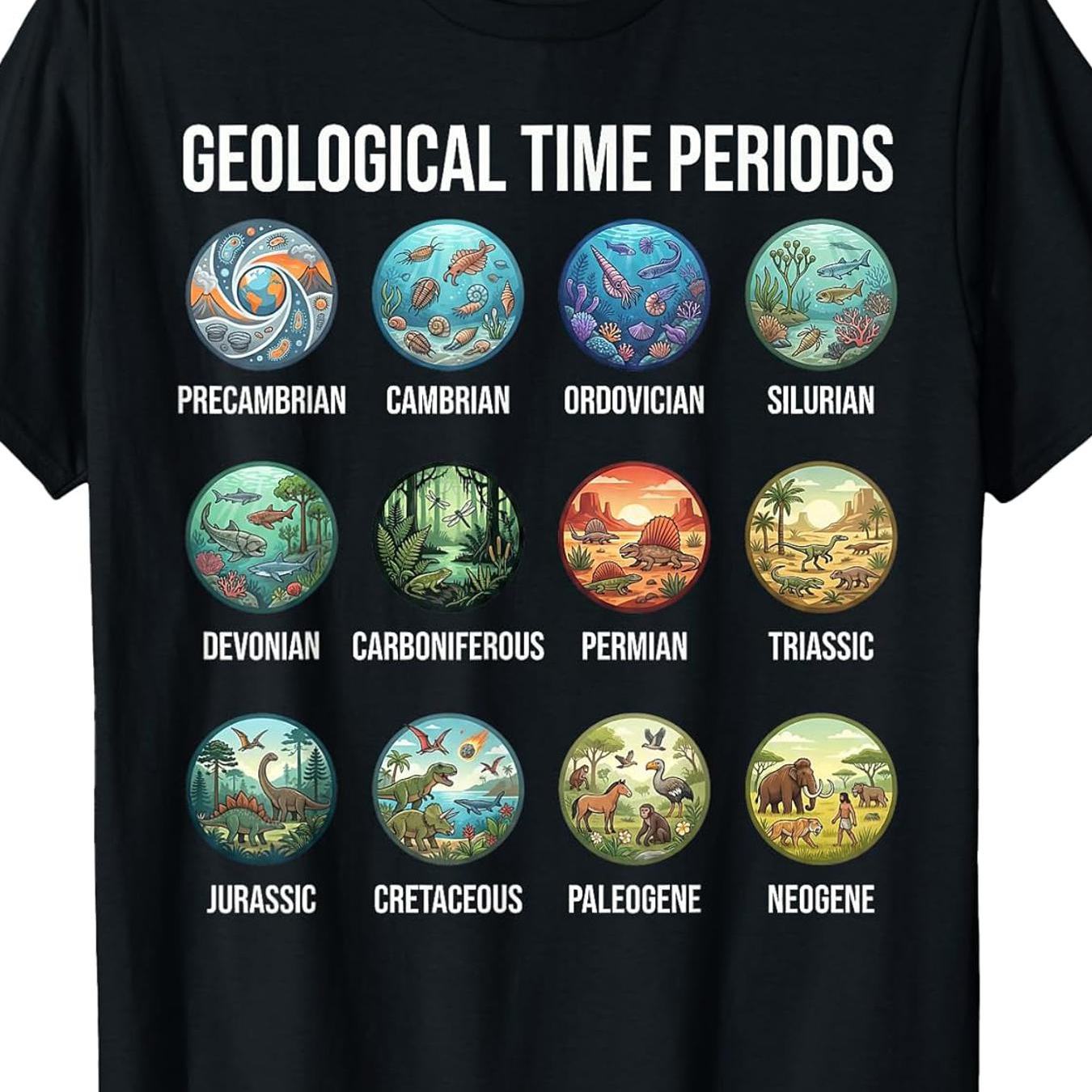 Geological Time Periods Chart Paleontology Earth History T Shirt