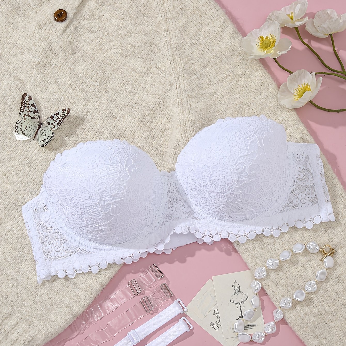 TEMU Size Women's Underwear Breast Reduction Easy All-match Breathable Bra