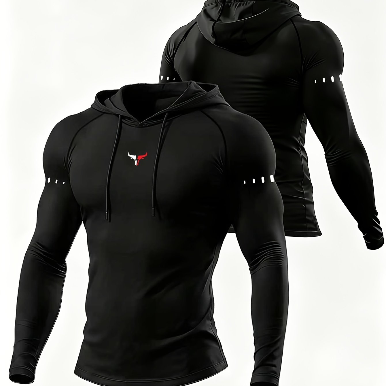 TEMU Men's T-shirt, Hoodie, Men's Long-sleeve T-shirt, Suitable For Outdoor Activities, Fitness Activities, Cycling, Hooded Long-sleeve Workout Top,