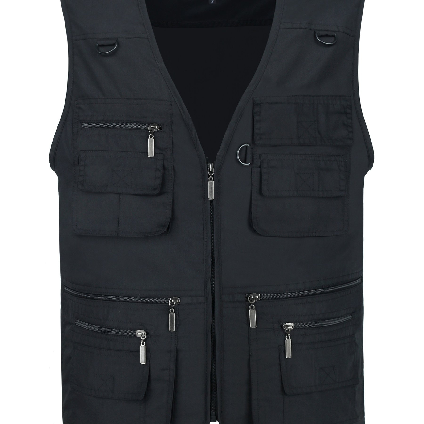Image of Men's Zipper Multi Pockets Vest, Casual Zip Up Vest For Spring Summer Outdoor Travel Hunting Photography Utility Work Cargo Lightweight Techwear Vests For Men, Men's Gilet