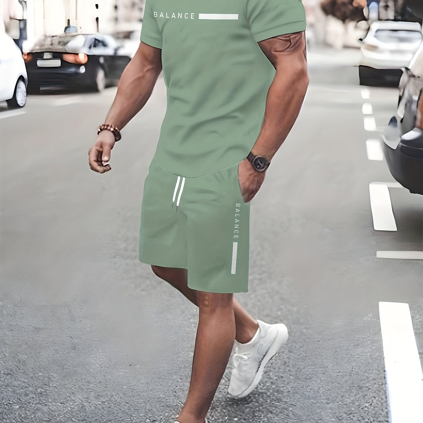 TEMU New! Men's 3d Printed Casual T-shirt Set, Suitable For Casual Attire