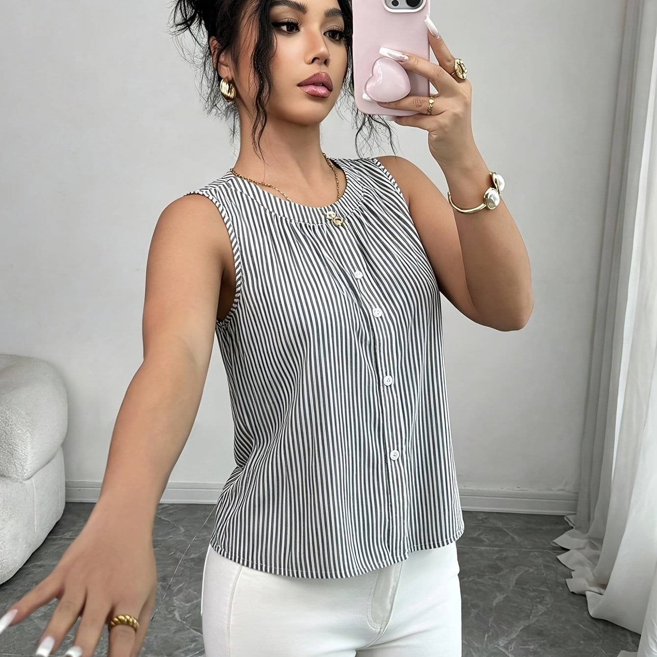 TEMU New Women's Sleeveless Round Neck Casual Top