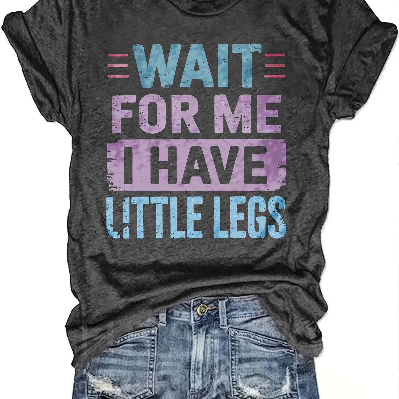 TEMU Fun-themed Women's Round-neck Casual Short-sleeve T-shirt With " I Have " Print, Suitable As A Gift For Petite