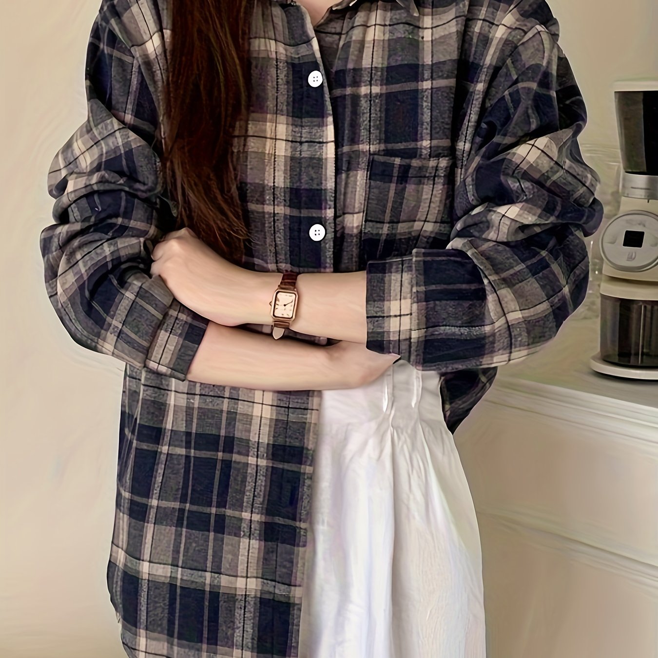 TEMU Women's Shirt Spring And Autumn Jacket Loose Lazy Style New Korean Version Versatile Casual Top Spring And Autumn Thin Version Petite Hong Style