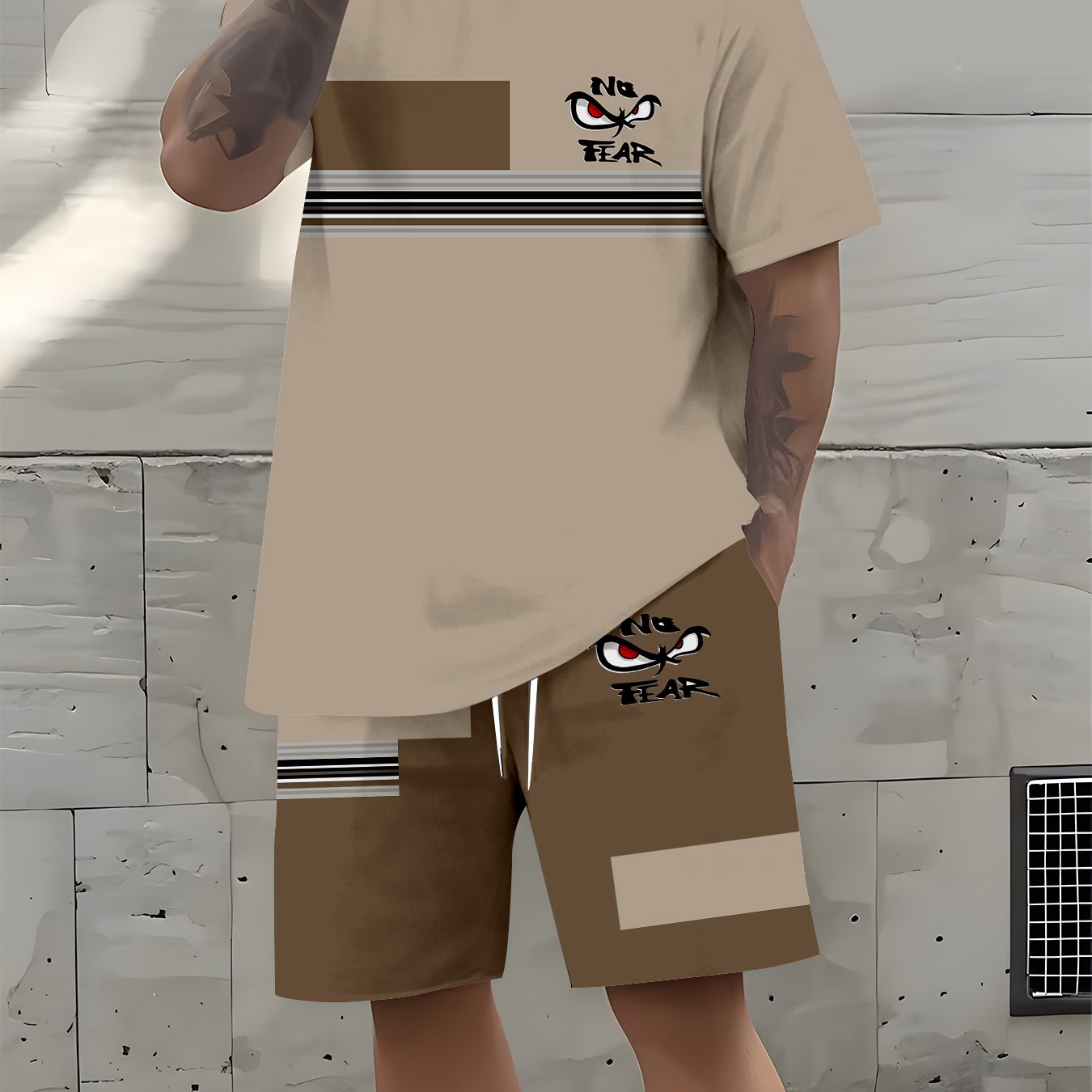 TEMU Conjunto casual con degradado para hombre, de 2 piezas de manga corta y shorts, ropa diaria versátil