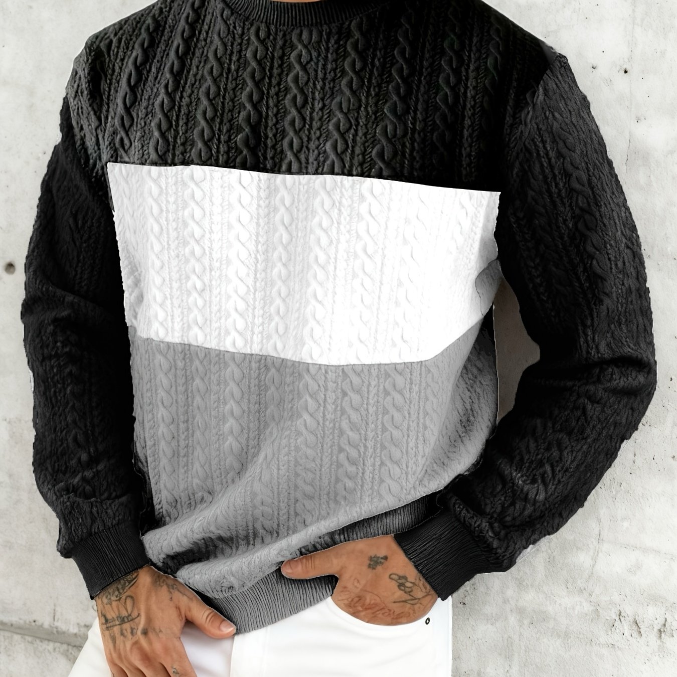 TEMU Autumn Winter 's Sweatshirt Pullover With Jacquard Small Heart Fabric Sports Casual Outdoor Training Long Sleeve Sweatshirt, Heart Print, Sporty