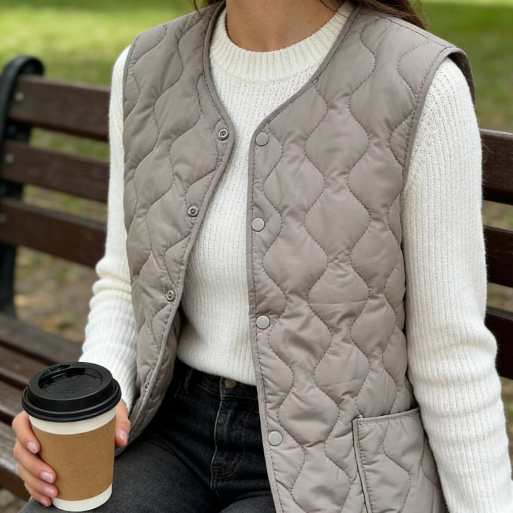 TEMU Spring, Autumn And Winter Women's Vest Diamond Quilted Sleeveless Vest New Year Outfit Year-end Styling New Year's Eve Daily Versatile Elegant