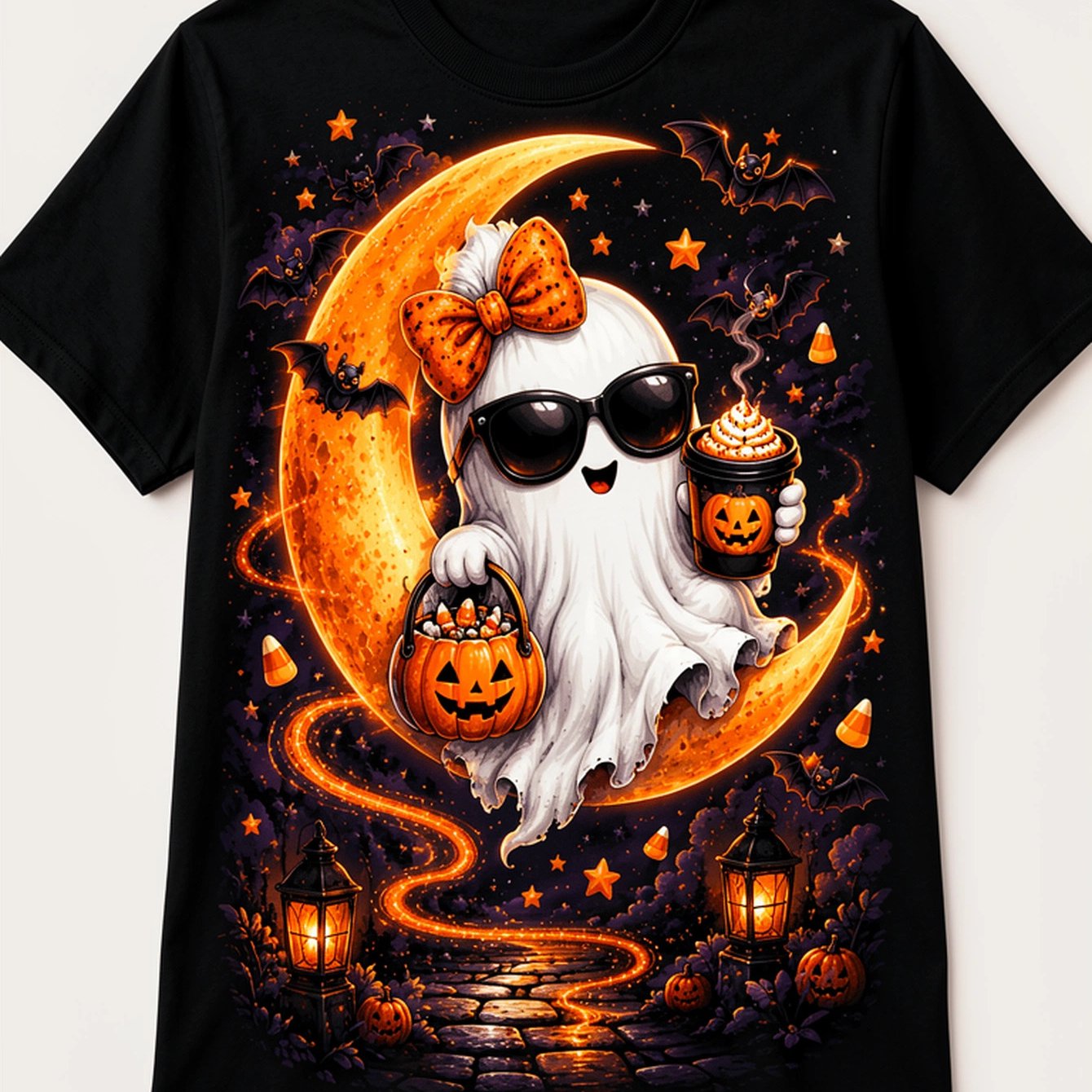 Image of Men's And Women's Gothic Victorian-inspired Halloween T-shirt - 100% Short Sleeve Round Neck Casual Top With Spooky, Bat & Spider Web Print, Elegant Gothic Party Outfit, Unisex T-shirt