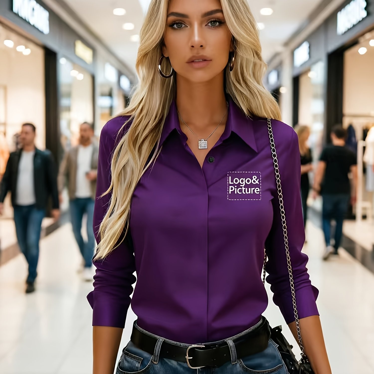 TEMU Women's Custom Text/ Blouse Shirt - Hidden Button Collar Button-front Closure Soft Breathable Non-stretch Suitable For Spring Summer Fall Casual
