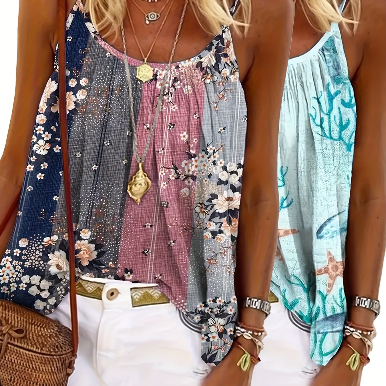 2pcs Set (spaghetti Strap Ruched Fashionable Chic Comfortable Vest)