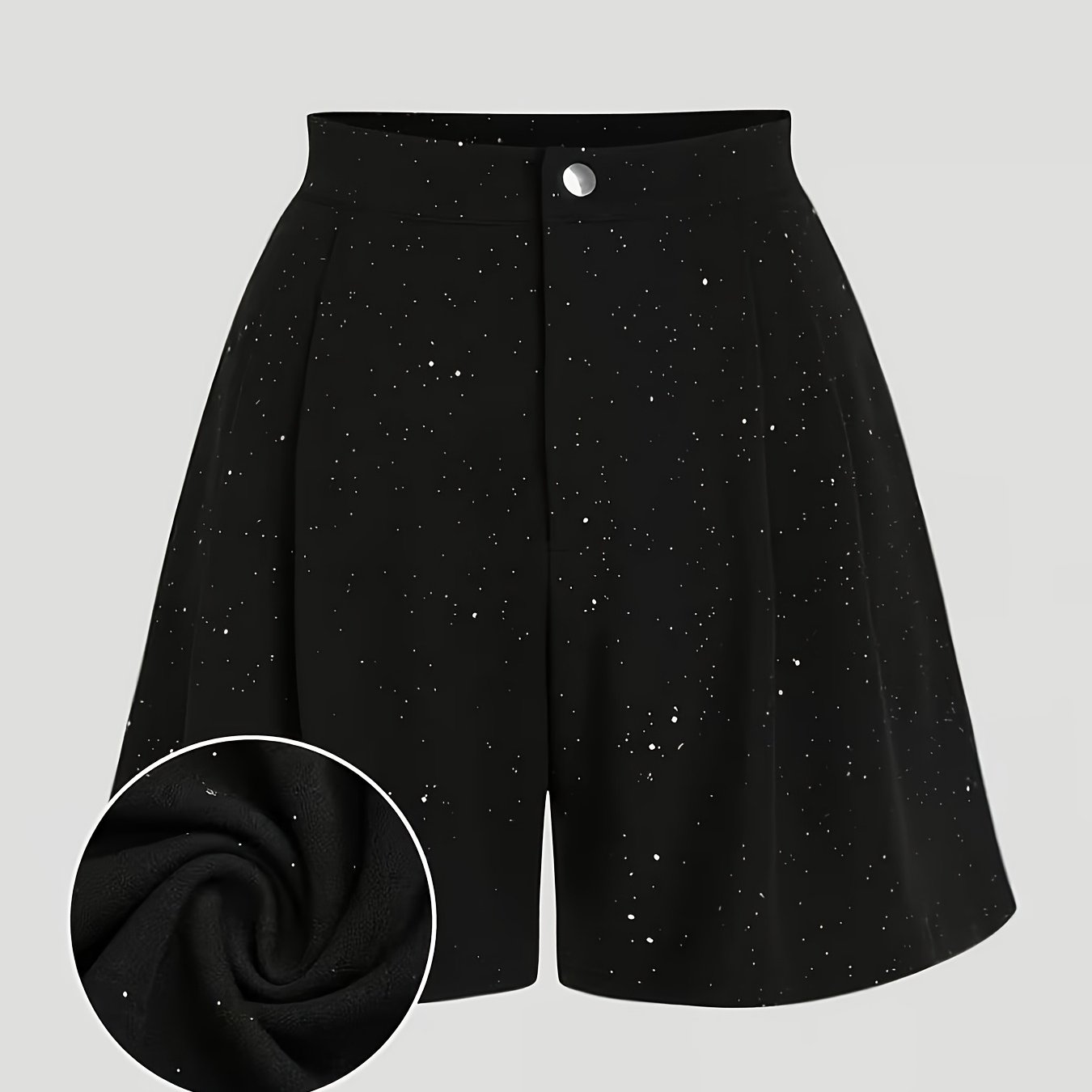 Image of Spring/summer Casual Black Starry -waisted Wide-leg A-line Shorts For Leisure And Commuting Fashion