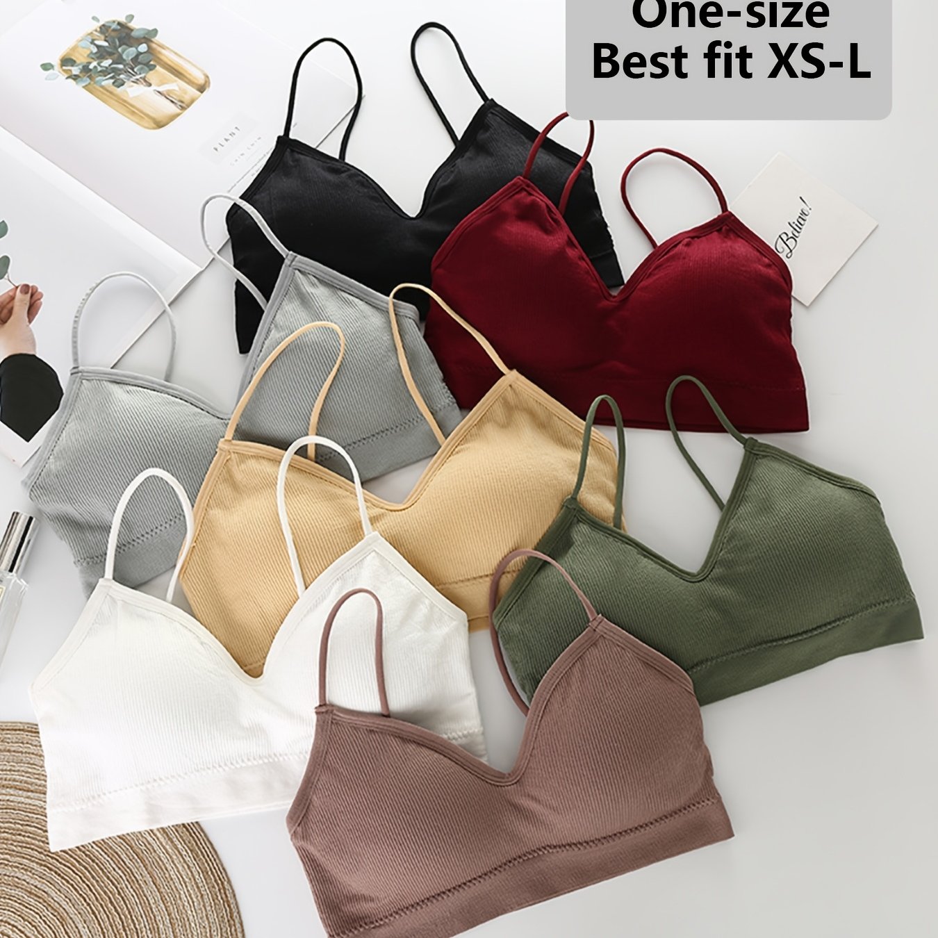 TEMU Random 4-pack Colors Women's Cami Bra Bustier Camisole Wireless Sports Bra-style Lingerie