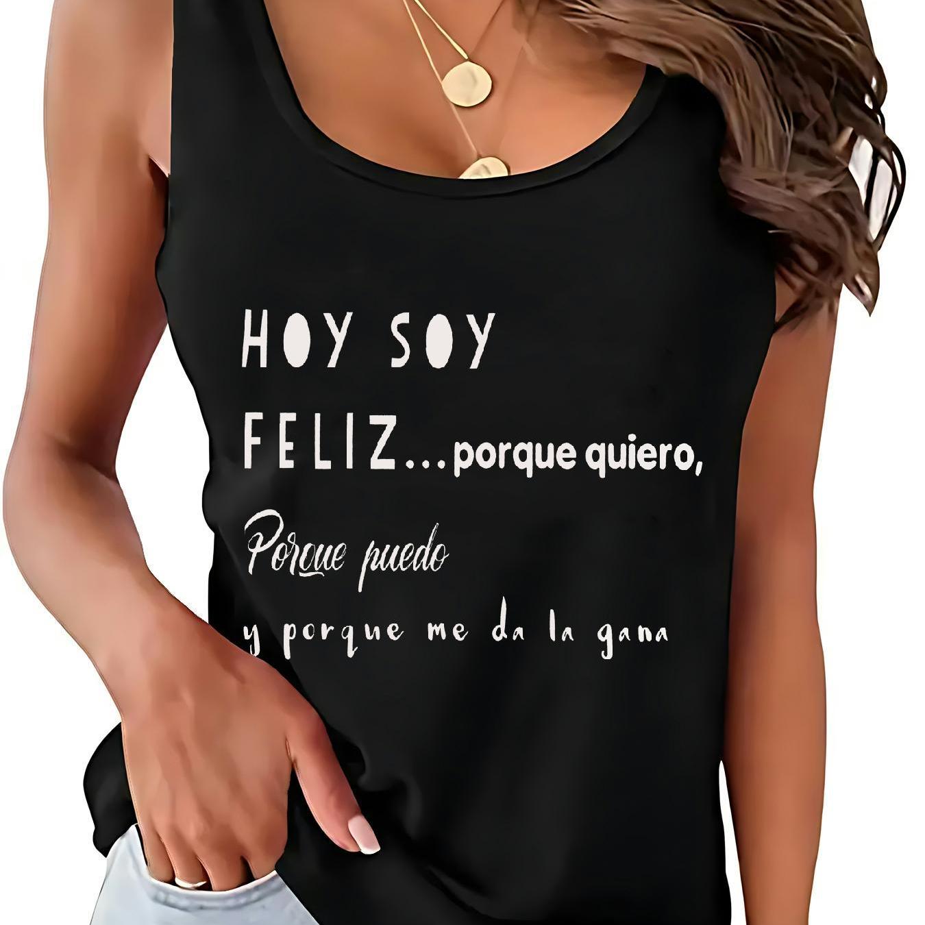TEMU Camisetas , HQL20260323040 porque en español, con energía , camiseta de moda para mujer, camiseta adecuada para la parte superior del cuerpo,