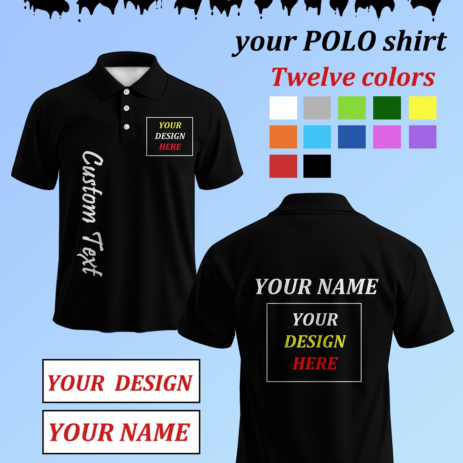 TEMU Custom Work, Competition, Leisure Theme Shirts, Personalized Logo, Name And Picture Customization, Plus Size, Suitable For Work Or Casual Daily