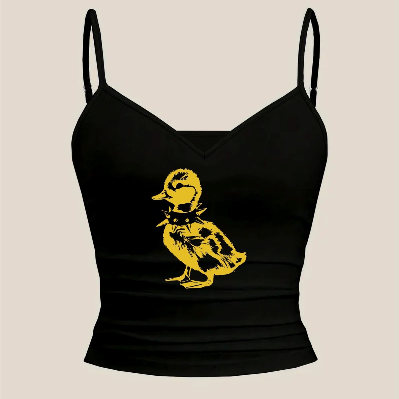 TEMU Tank Top, Little Yellow Duck, Cartoon Duck Print V-neck Tank Top Women's Casual Top - Women's Clothing, Summer And Spring, Women's Wear