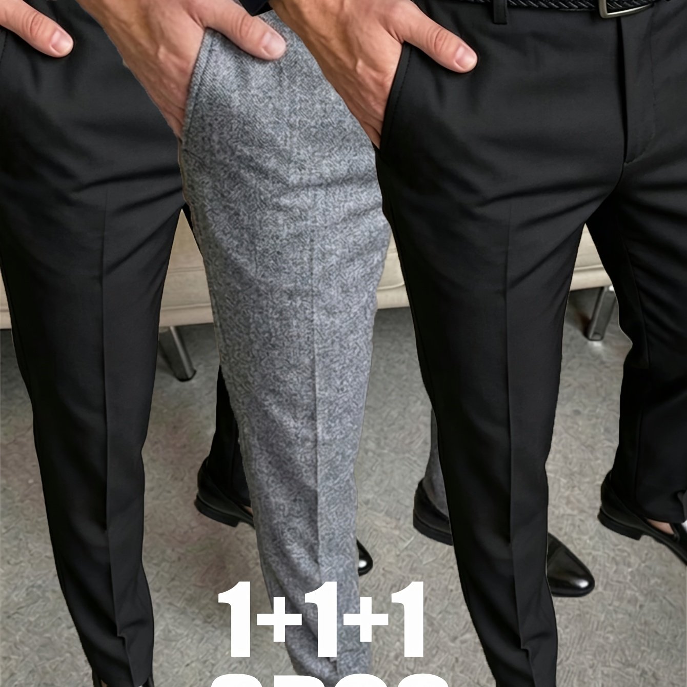 TEMU Old Money Outfits [tongtongbang Obm] 's 3pcs Set Light Semi-formal Banquet Formal Trousers Daily Work Travel All-match Comfortable Breathable
