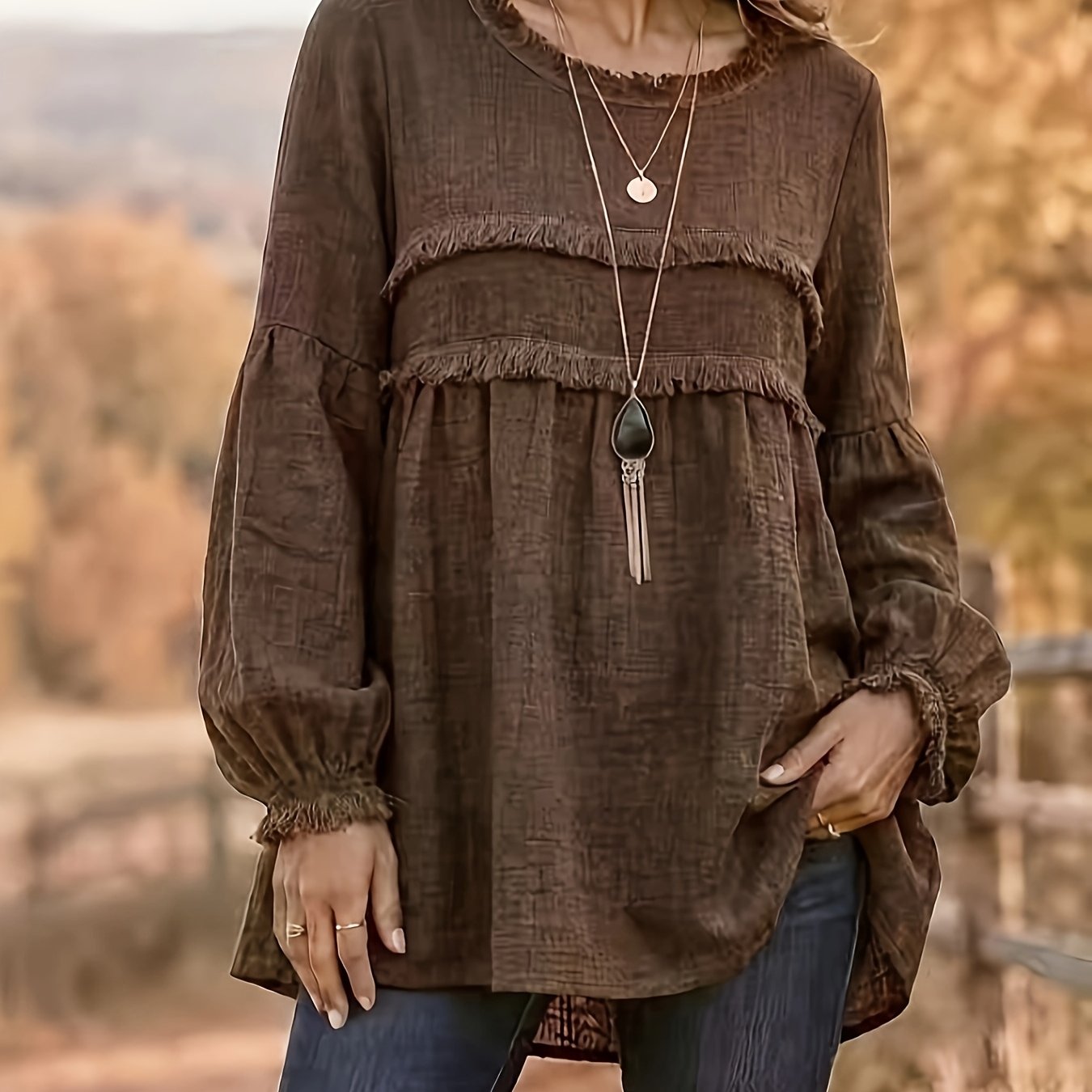 TEMU Plus Size Western Women's Fashion Casual Tassel Fringed Lace