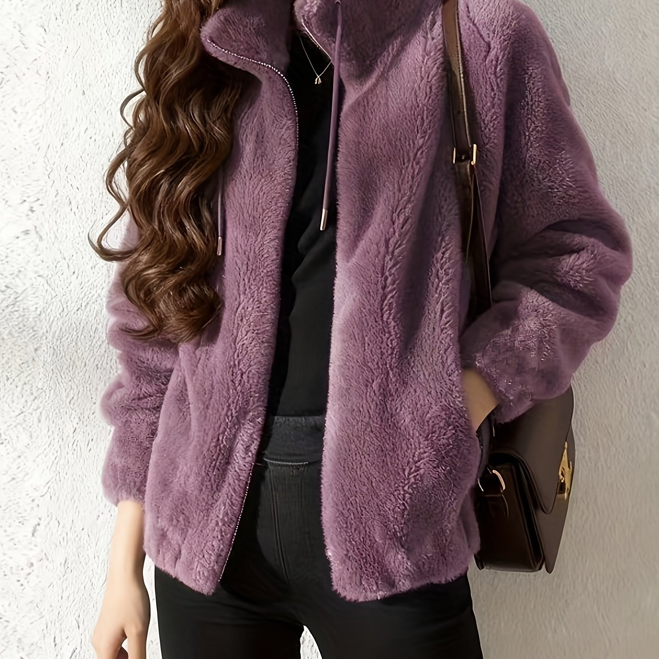 TEMU Autumn And Winter Double-sided Coral Velvet Jacket For Women With Collar, Lining, Windproof And Warm Cardigan, Plush S