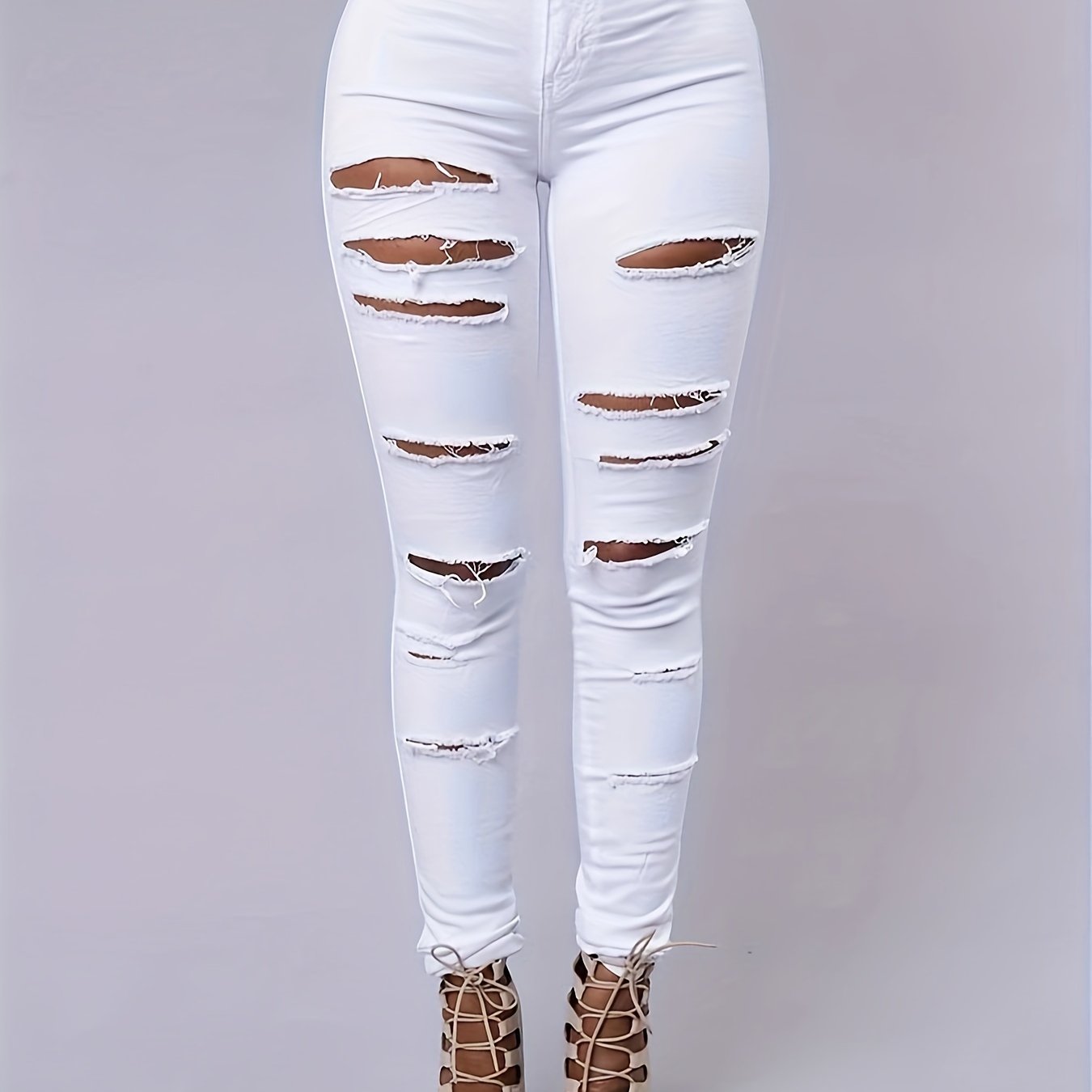 Women's Plus Size Jeans Trousers Distressed Jeans