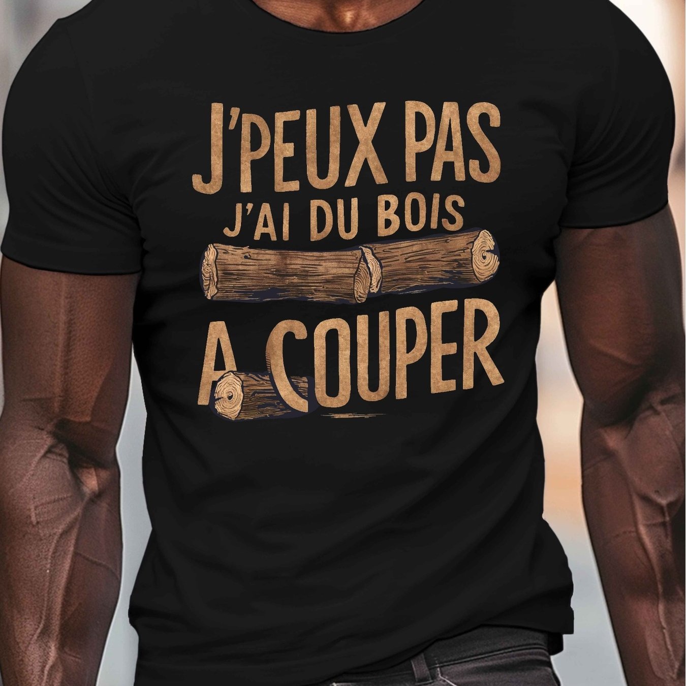 TEMU T-shirt pour homme à col rond et manches courtes avec illustration de sur bois, haut décontracté, confortable et léger pour l'été, cadeau