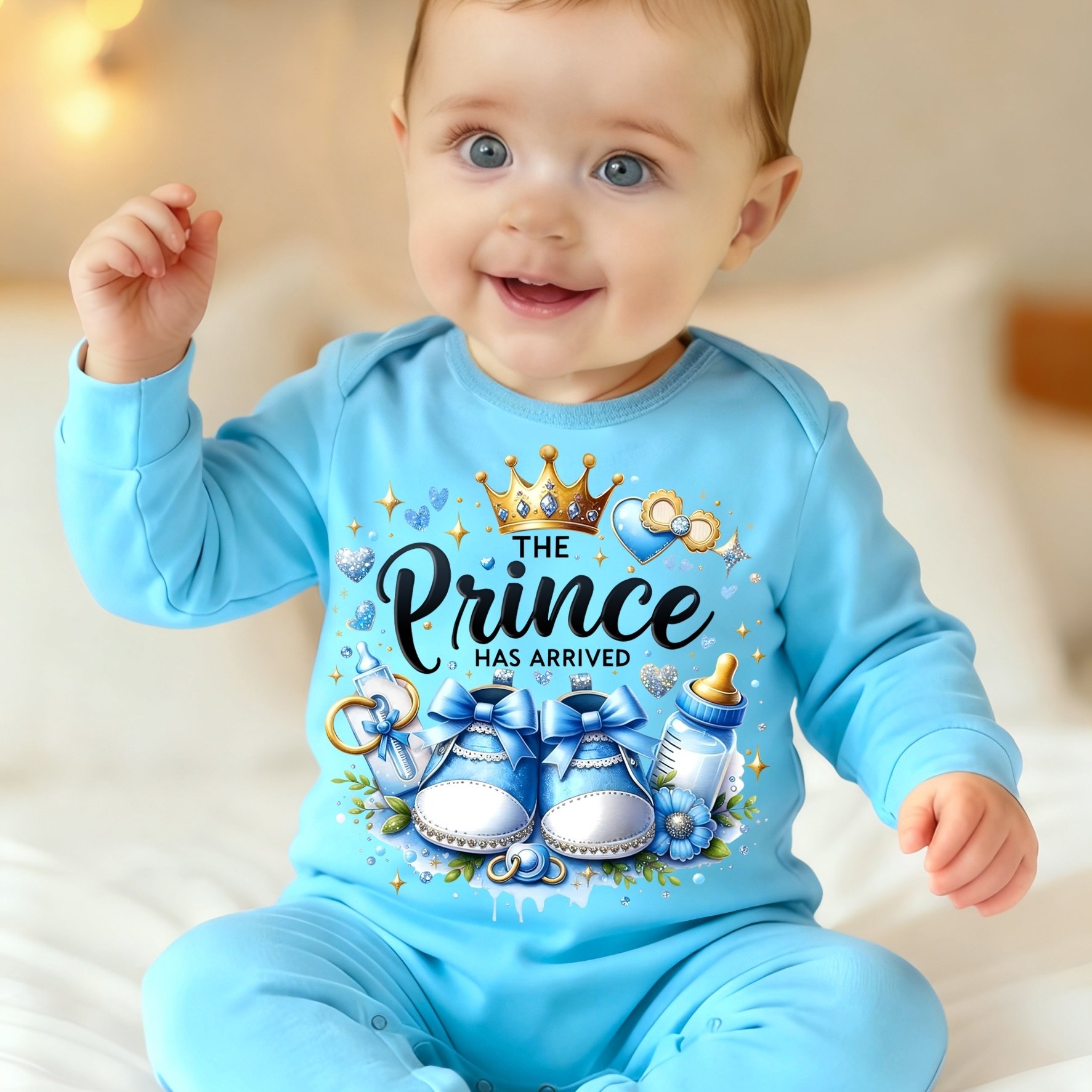 Image of Has " Letter Print Newborn Footie Romper, Children's Footed Crawling Suit, Onesie, Pregnancy Gift, Perfect For Outdoor