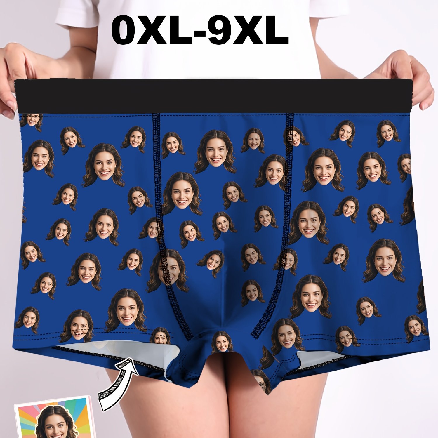 TEMU Custom Photo Men's Boxer Briefs - Personalized Face Print, Stretch Fabric, Machine Washable - Perfect Gag Gift For Dad/husband/boyfriend, Plus
