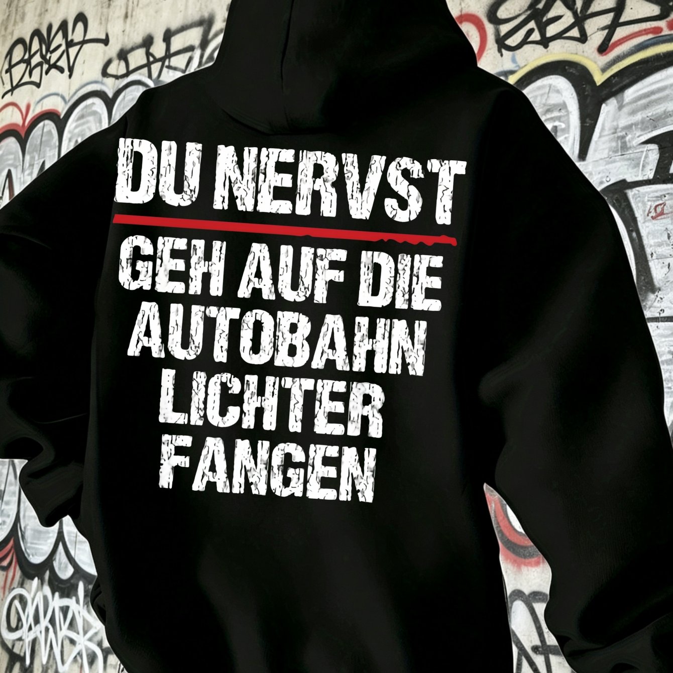 Image of Men's Hoodie Gift, German Text Graffiti Streetwear Design, 2026 New Style Men's Hooded Sweatshirt Top, Men's Clothing Hoodies, Shipping
