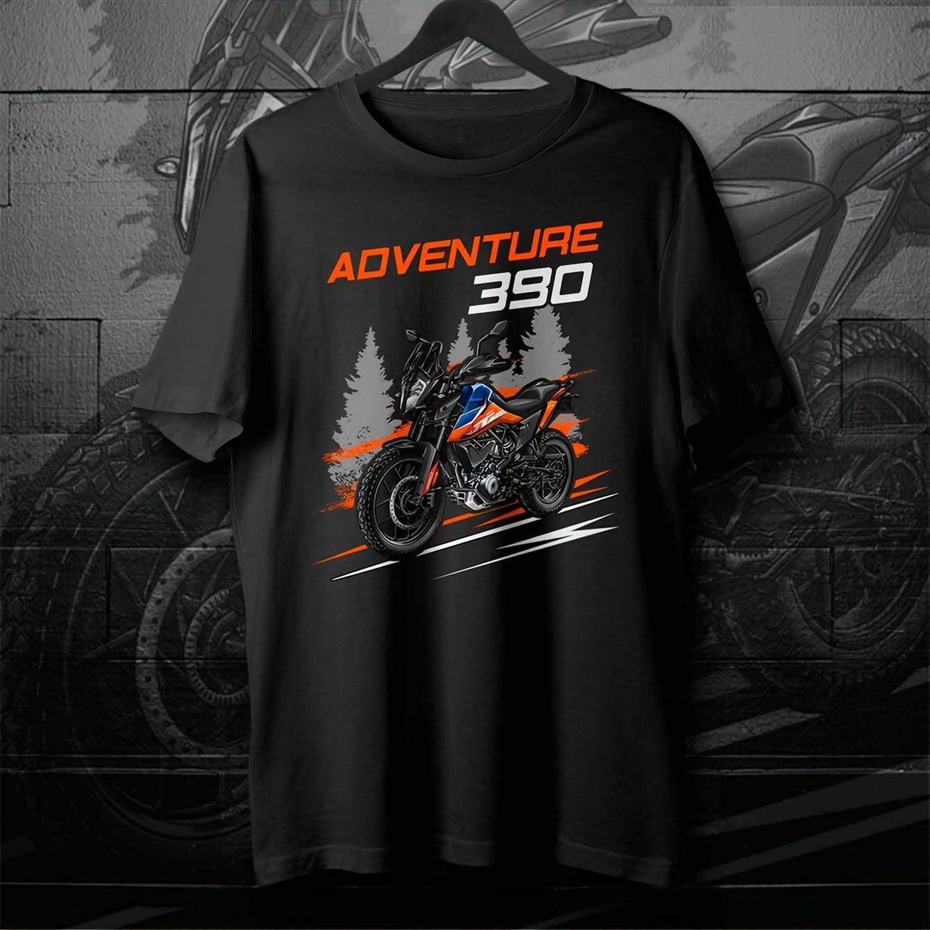 Men's 390 Adventure Motorcycle T-shirt - -inspired Dirt & Rider Graphic, Casual Short Sleeve Tee For Adv Riding, Motocross Apparel, Motorcycle Enthusiasts (officially Unofficial Logo Design)